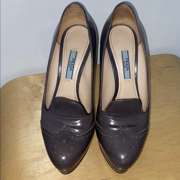 Prada gray penny loafer heels 37 - Picture 2 of 11